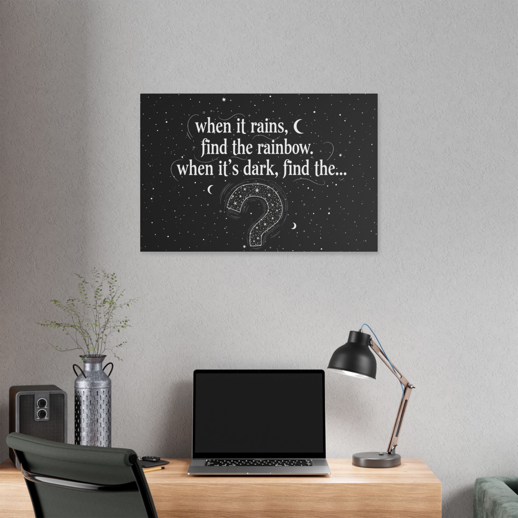 Canvas Wall Art - "When it rains, find the rainbow; when it's dark, find the..." Inspirational Quote